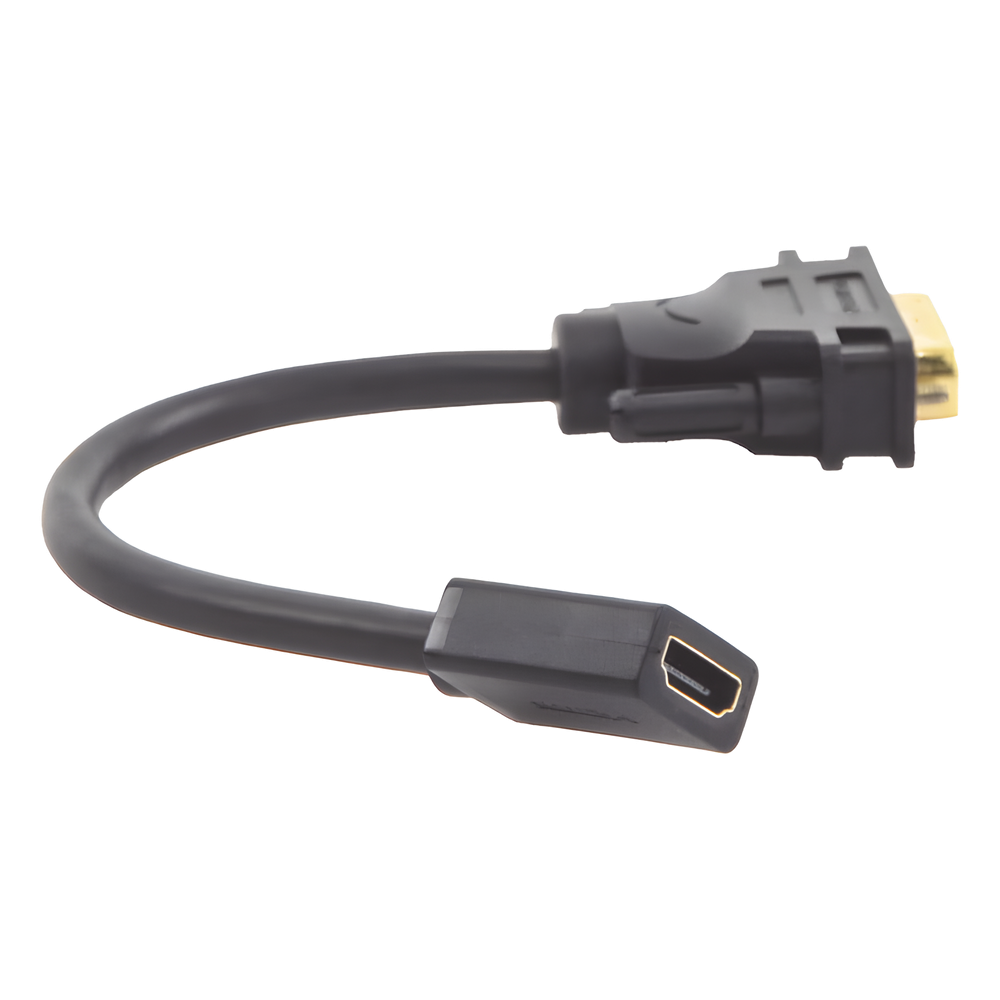 Convertidor DVI Macho a HDMI Hembra | Bidireccional | DVI 24+1 | 1080P@60Hz | Cable de 22 cm (8.66 Pulgadas) | Negro
