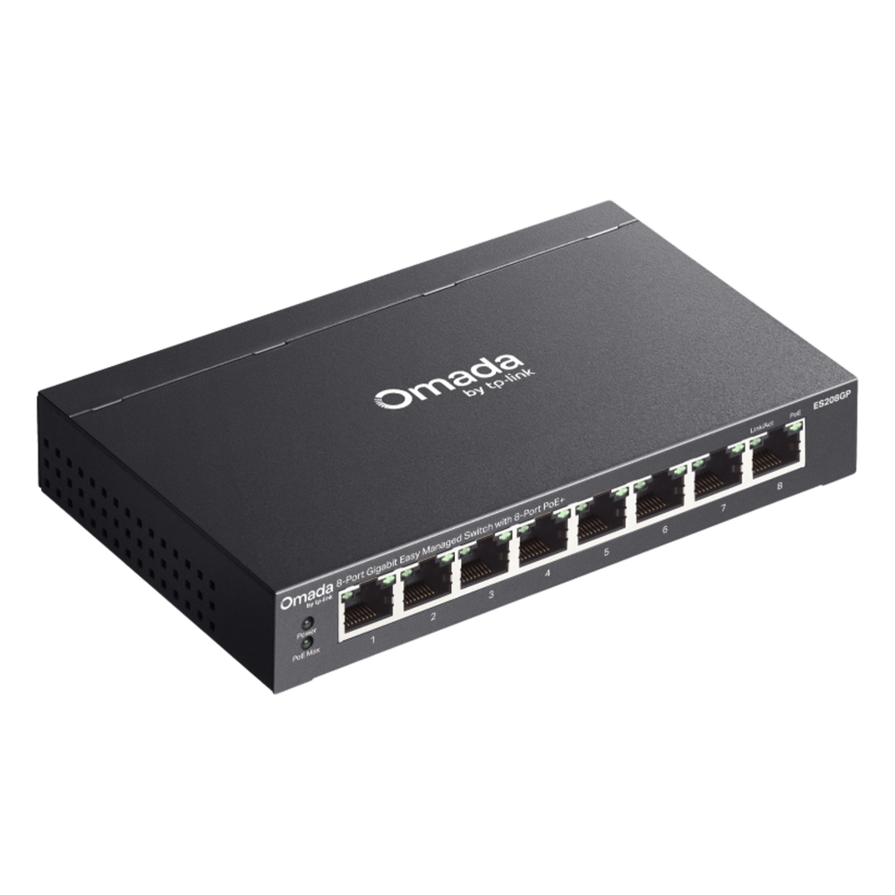 Switch Gigabit Easy Managed 8 Puertos / PoE+ 64W / Cloud Management Omada / 16 Gbps Switching / Fanless / Desktop-Wall Mount