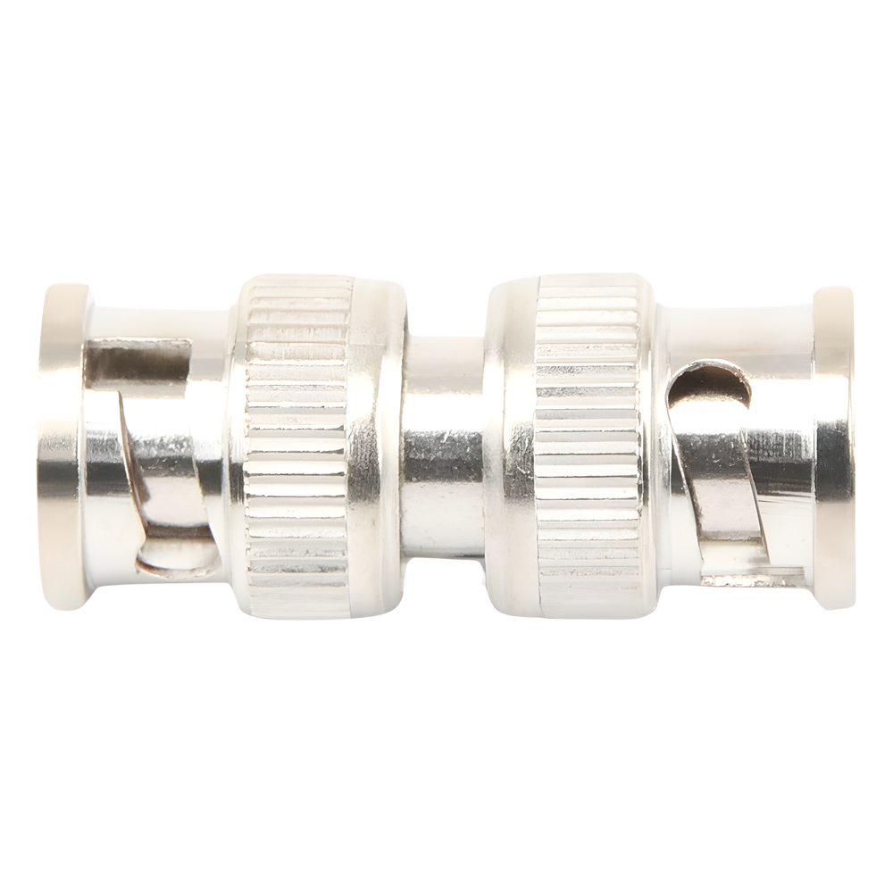 Adaptador tipo barril para 75 Ohm, de conector BNC macho a BNC macho, Níquel/ Oro/ Teflón.