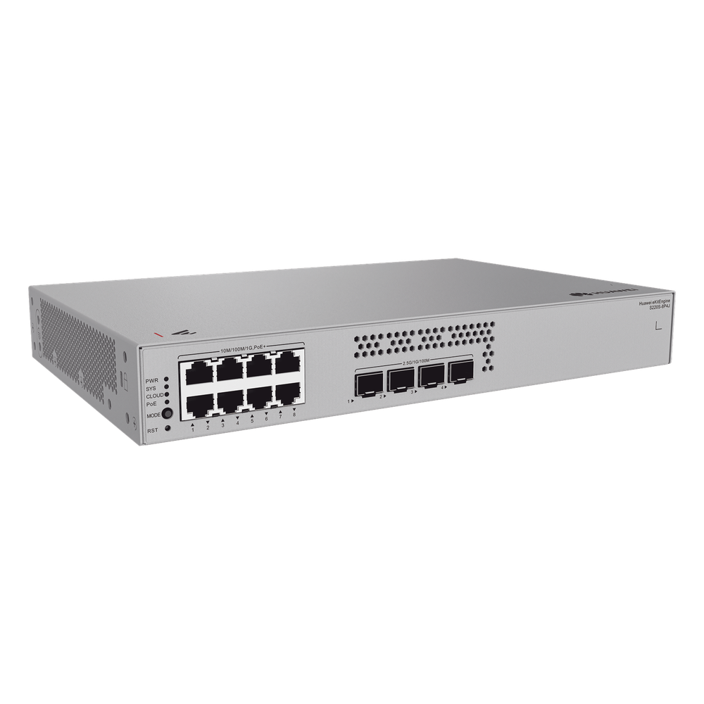 Switch de Acceso Gigabit Administrable PoE Capa 2 / 8 puertos 10/100/1000 Mbps (PoE) / 4 Puertos 2.5GE SFP Uplink / ERPS / IMGP Snooping / DHCP Snooping / PoE Perpetuo / 128 W / Administración Nube Gratis