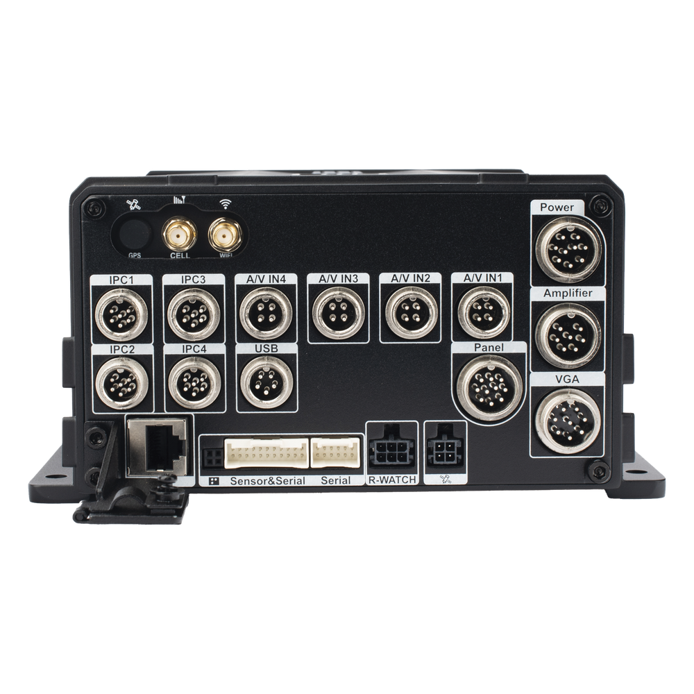 DVR Móvil / Multiplataforma / 4 Canales AHD 2 Megapixel + 4 canales IP / Almacenamiento en HDD / H.265 / Soporta 4G / WiFi / GPS