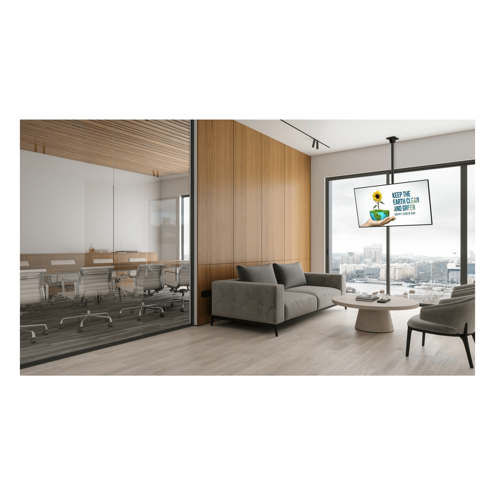 Soporte de Techo Universal Paramount PCM150 para Pantallas de 43" a 90"+ / Capacidad de Carga 150 lb (68 kg) / Ajuste Vertical 39.59" a 63.21" / Rotación 360° / Inclinación +20°/-5° / Montaje en Techos Planos