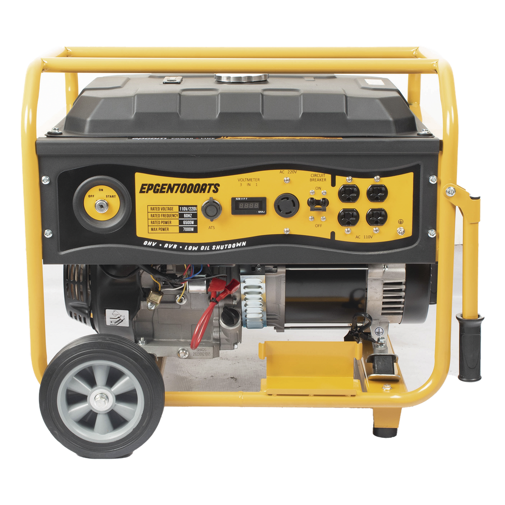 Generador a Gasolina / Planta de Emergencia con Encendido Automático, 6.5KW, 220Vac 2 Fases, Jaula con Ruedas para Fácil Traslado
