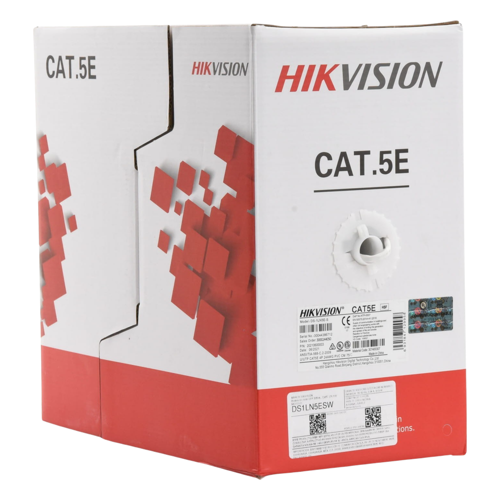 Bobina de Cable UTP 305 Metros (1000 Pies) / Cat5E (24 AWG) / Color Blanco / PVC (CM) / Uso en Interior / 100% Cobre / Aplicaciones de CCTV y Redes de Datos