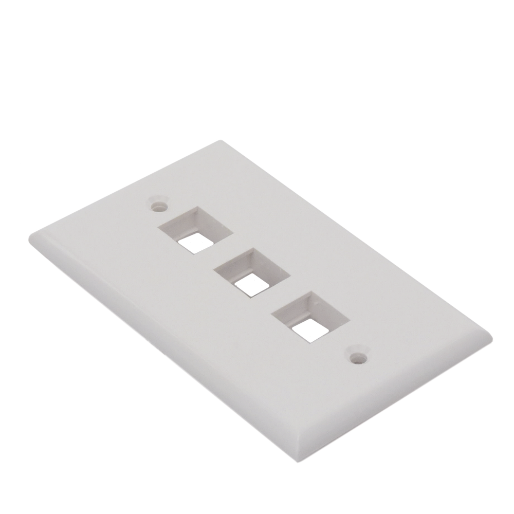 Placa de Pared de 3 Puertos, Keystone, Color Blanco