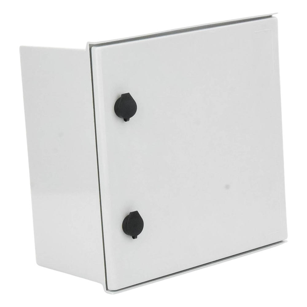 Gabinete de Poliéster IP65 Uso en Intemperie (400 x 400 x 200 mm) con Placa Trasera Interior de Plástico (Incluye Chapa y Llave).
