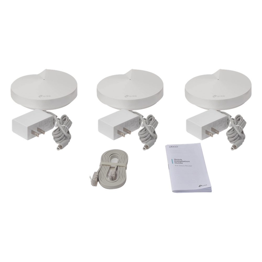 Kit 3 Routers Inalámbricos MESH Interior para Hogar / Doble Banda Wi-Fi 5 AC1300 Mbps / 2 Puerto Gigabit WAN/LAN / 4 Antenas Internas / Administración Mediante la App Deco (iOS, Android) / Protección HomeCare