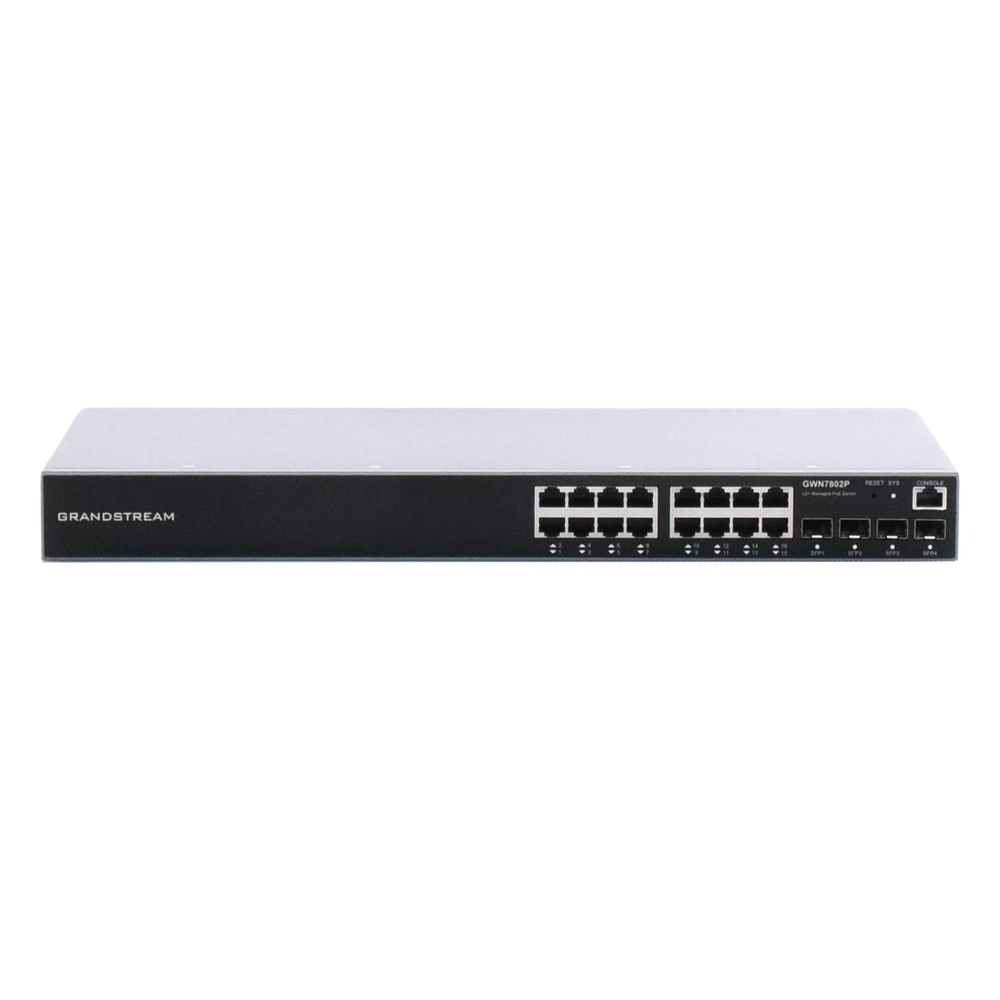 Switch Gigabit PoE+ Administrable / 16 puertos 10/100/1000 Mbps + 4 Puertos SFP Uplink / Hasta 240W / Compatible con GWN Cloud.