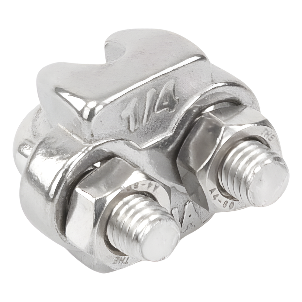 Nudo/ Perro/ Abrazadera Acero Forjado para Cable de 1/4", Acero Inoxidable.