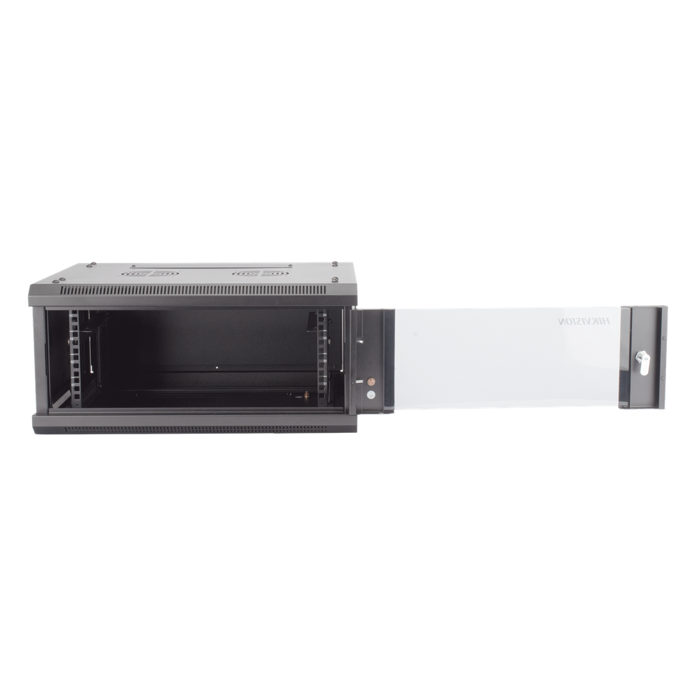 Gabinete para Montaje en Pared - Piso / Puerta de Cristal Templado / Cuerpo Fijo / 4 Unidades de Rack / 19" / Fabricado en Acero