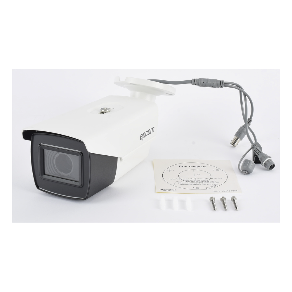 Bullet TURBOHD 4K (8Megapixeles) / Lente Mot. 2.7 a 13.5 mm / Potente IR EXIR de 80 mts / Exterior IP67 / 12 Vcc - 24 VCA / dWDR