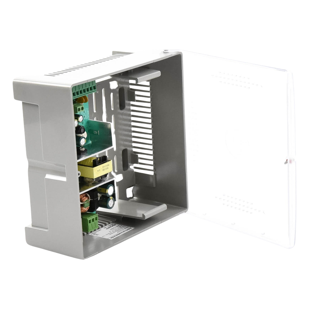 Fuente de Poder con Gabinete de 4 Salidas de 11 - 15 Vcc / 5 Amper / Voltaje de Entrada: 96 - 264 Vca / Soporta Protección contra Sobrecorriente de Salida, Protección contra Cortocircuito / Led Indicador