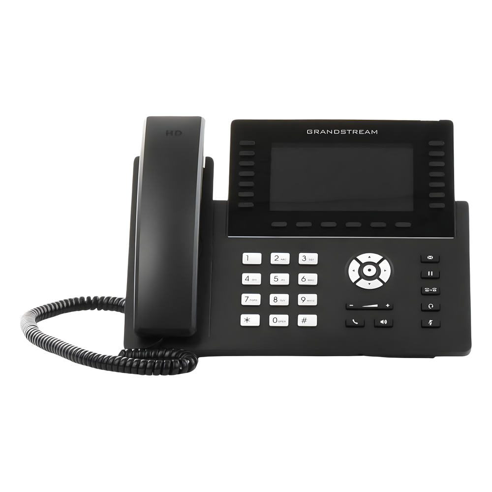 Teléfono IP Wi-Fi, Grado Operador, 14 líneas SIP con 6 cuentas, pantalla LCD 5", puertos Gigabit, Bluetooth, PoE, codec Opus, IPV4/IPV6 con gestión en la nube GDMS