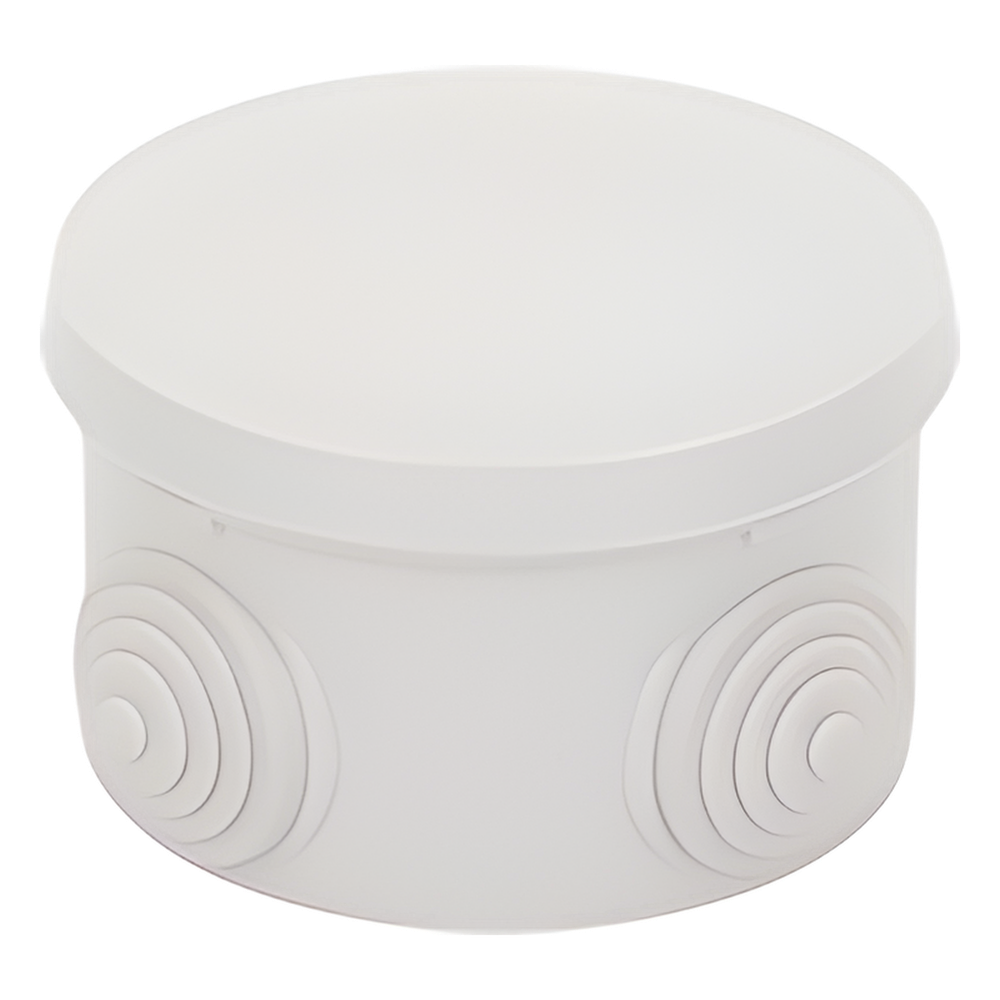 Caja Derivación-Conexión de Plástico Circular con 4 Glándulas de Goma (70 diámetro X 48 alto mm). Para Instalaciones Comerciales, Residenciales e Industriales. Cerrado a Presión.