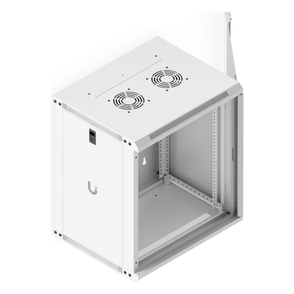 UACC Rack Cabinet 12U (550 x 450 mm) - Gabinete Cerrado para Montaje en Pared con Puerta de Vidrio Templado, Totalmente Ensamblado con Ventiladores Integrados y Paneles Removibles