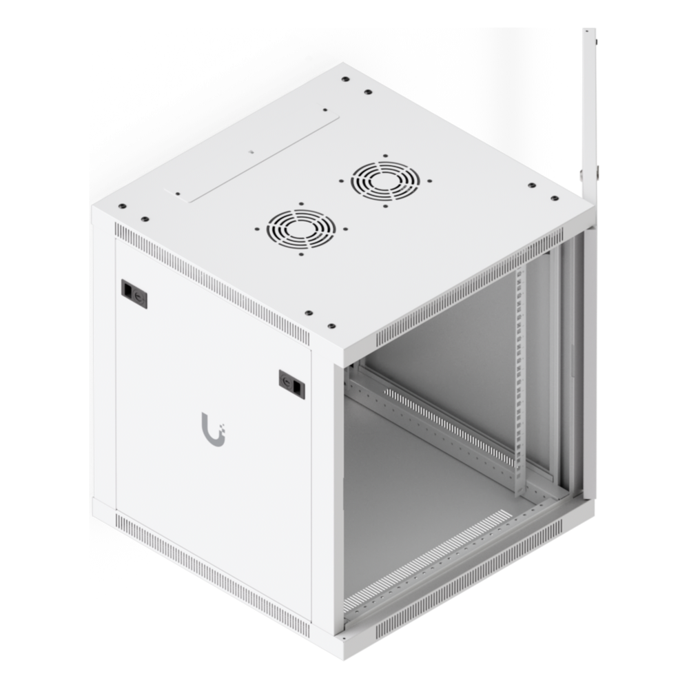 UACC Rack Cabinet 12U (598 x 600 mm) - Gabinete Cerrado para Montaje en Pared con Puerta Frontal Perforada, Totalmente Ensamblado con Ventiladores Integrados y Paneles Removibles