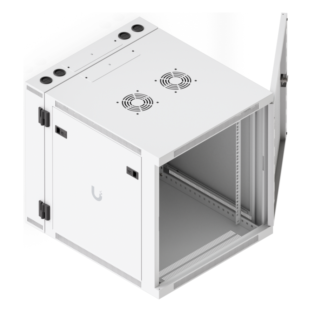 UACC Rack Cabinet 12U (600 x 703 mm) - Gabinete Cerrado para Montaje en Pared con Puerta Frontal Perforada, Puerta Trasera Abatible (Swing-Out) y Paneles Laterales Removibles con Llave