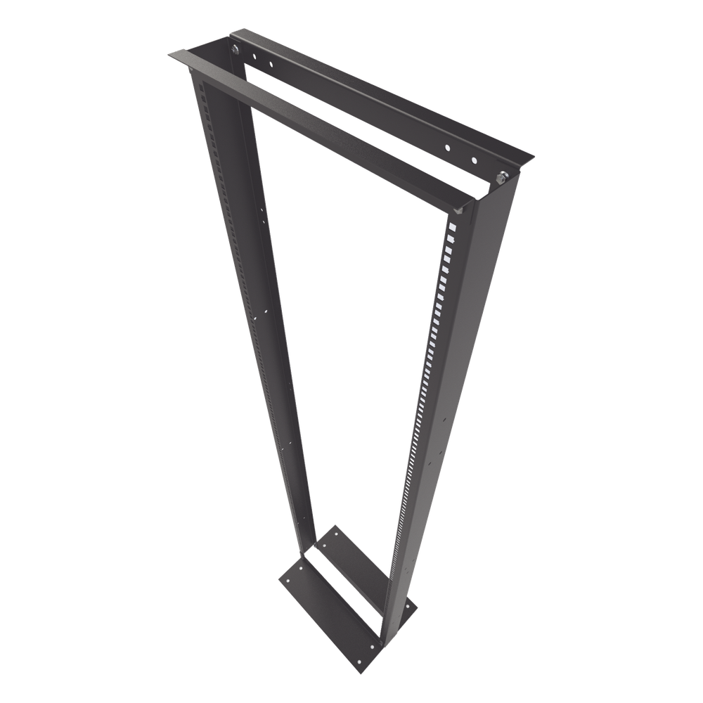 Rack de 2 Postes, Estándar 19", 45 Unidades, Fabricado en Acero, Base "L" para Anclar a Piso.