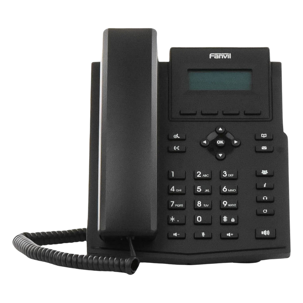 Teléfono IP / 2 Líneas SIP / Pantalla LCD 2.3" 132x64 / Audio HD G.722 y Opus / Conferencia 6 Vías / PoE 802.3af / Puertos Ethernet Duales 10/100 / Soporte EHS