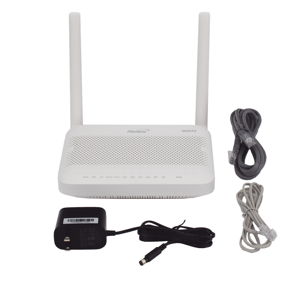 ONU GPON WiFi 6, (2.4/5 GHz), 2 Antenas de 5 dBi, Compatible con OLT de Terceros, 4 puertos Gigabit + 1 POTS + 2 USB, conector SC/UPC