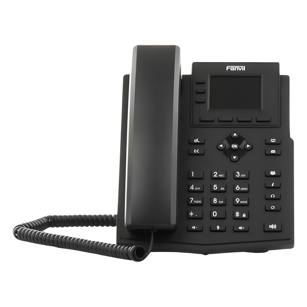Teléfono IP empresarial para 4 líneas SIP con pantalla LCD de 2.4 pulgadas a color, Opus y conferencia de 3 vías, PoE.