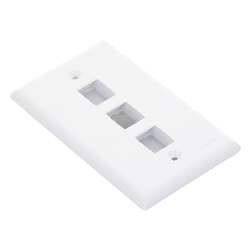 Placa de Pared Vertical, Salida Para 3 Puertos Keystone, Color Blanco