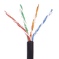 Bobina de 305 Metros (1000 Pies) Cat5e con Gel para Exterior, Color Negro, para Aplicaciones en Sistemas de Redes de Datos y Cableado Estructurado. Uso Intemperie.