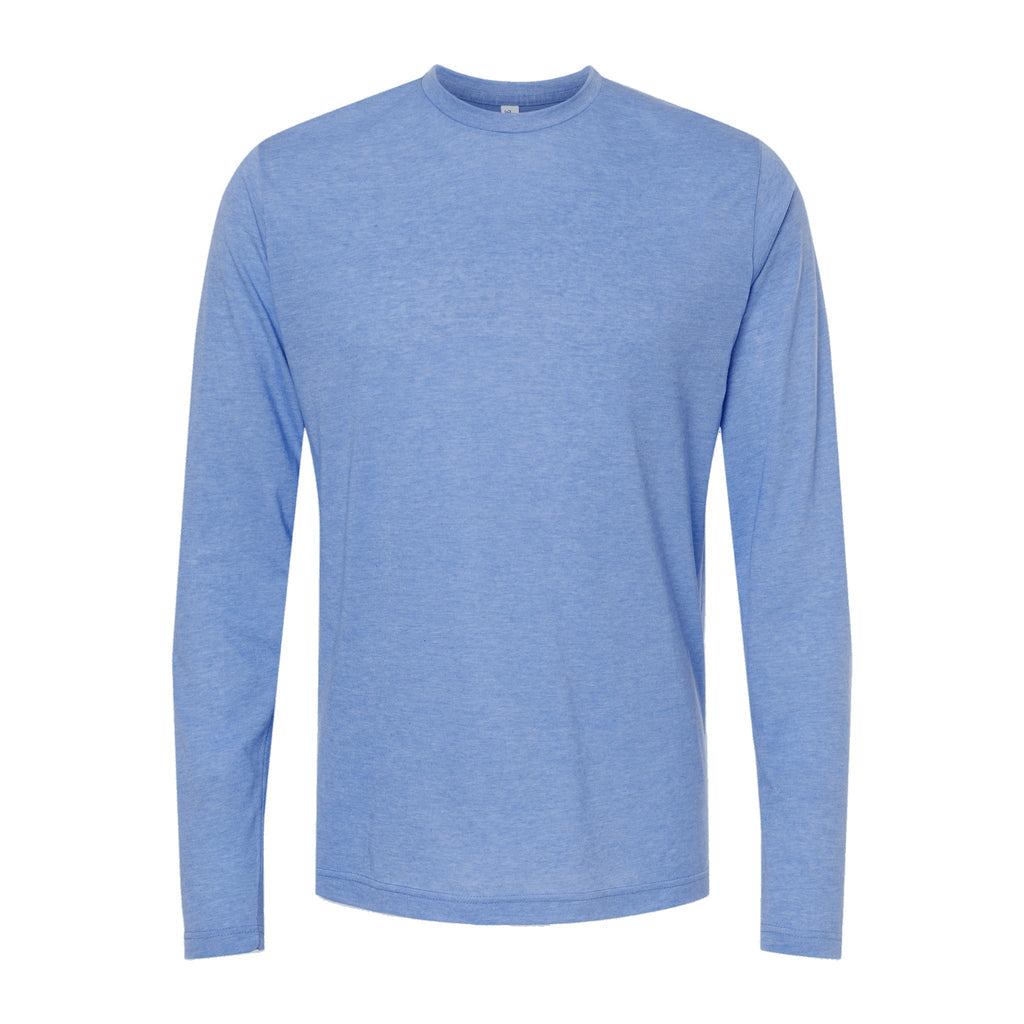 Playera manga larga azul cielo jaspeado - frente