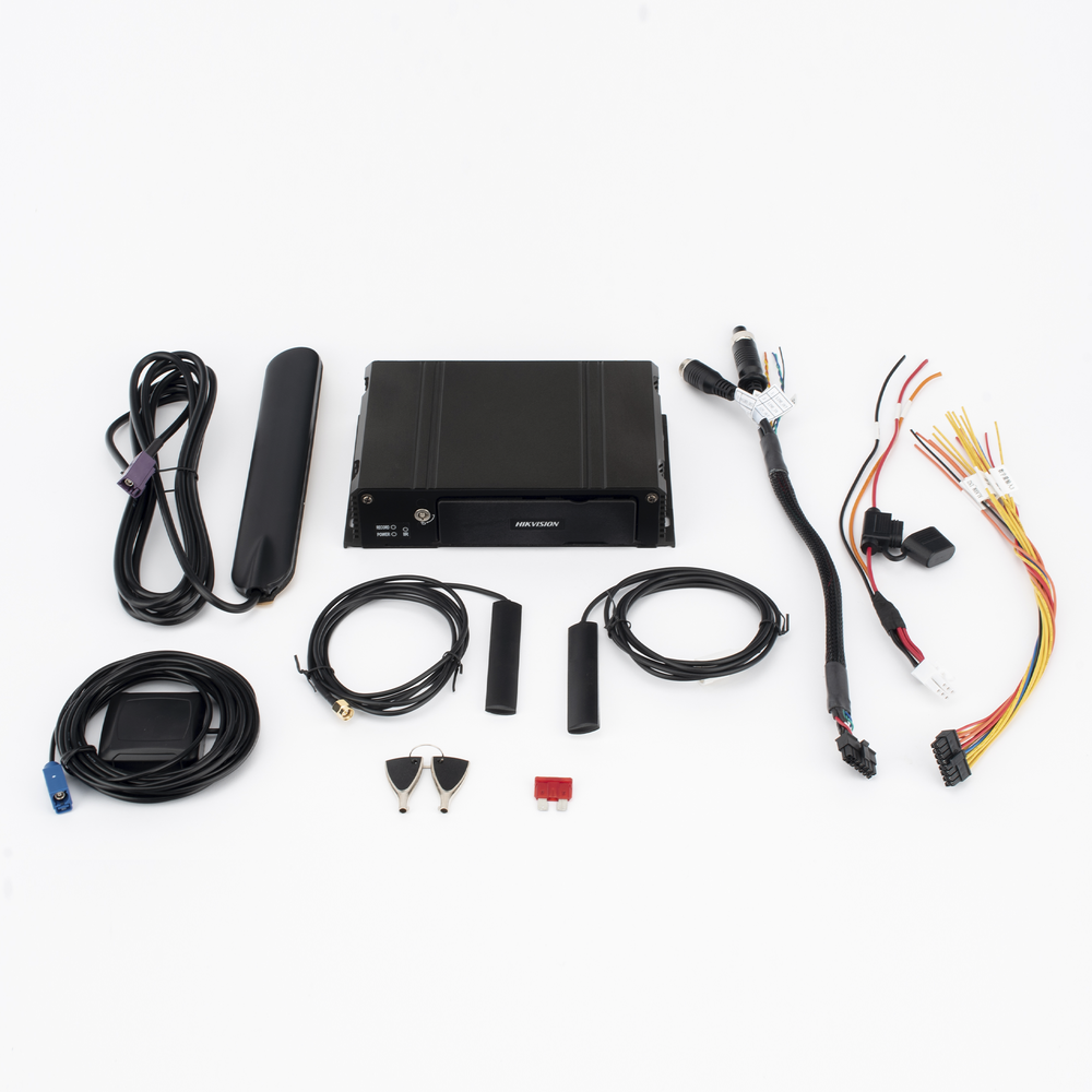 DVR Móvil 2 Megapixel (1080p) / 4 Canales TURBOHD / IA Integrada / 4G + WiFi + GPS / Dual SD 512 GB / Alarmas I/O