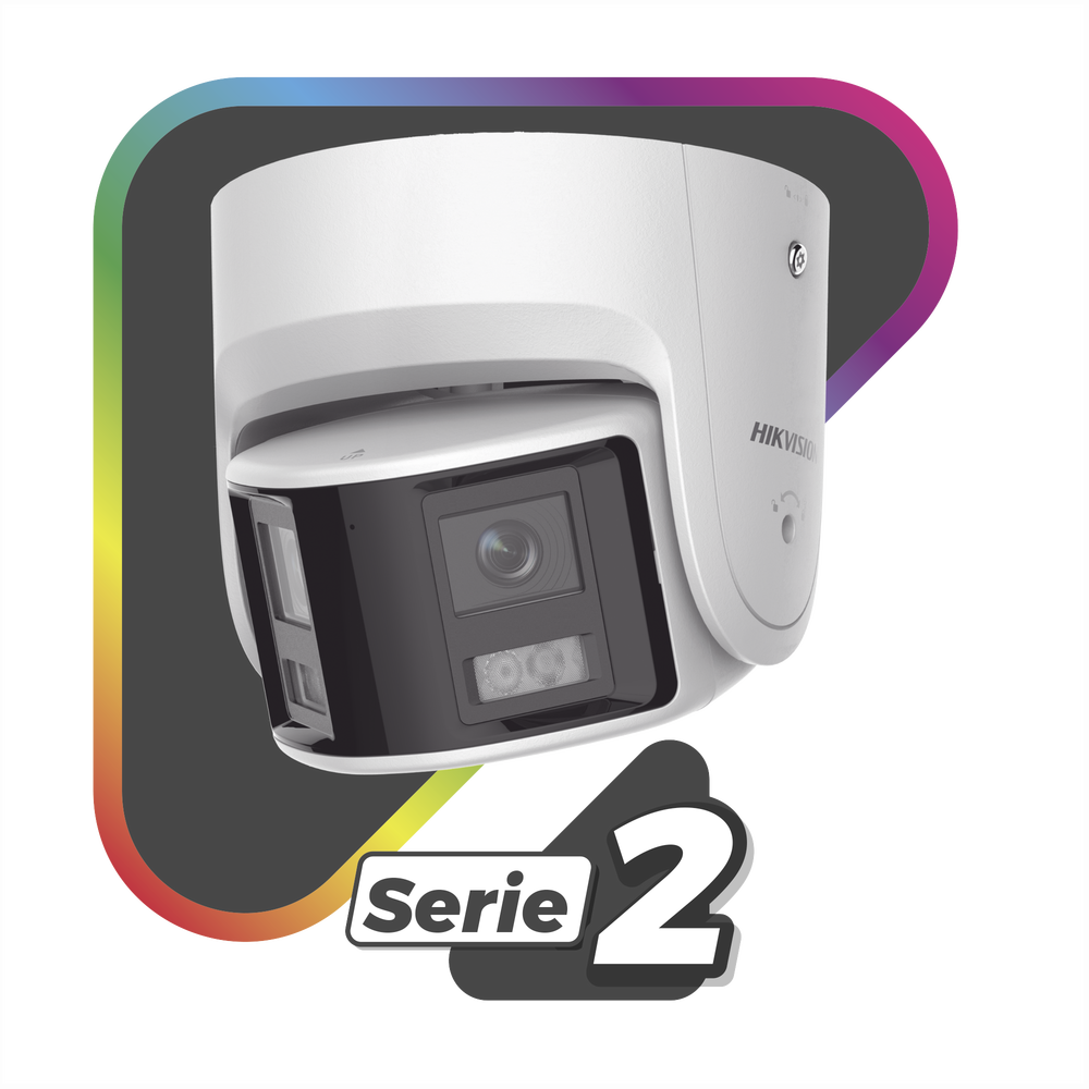 [FlexVu] [PROTECCIÓN ACTIVA] Turret IP 4 Megapixel / 2 Lentes de 2.8 mm (Imagen Panorámica 180°) / 30 mts IR / Exterior IP67 / Luz Intermitente y Alerta de Audio / Audio Bidireccional / ACUSENSE / WDR 120 dB / Micro SD