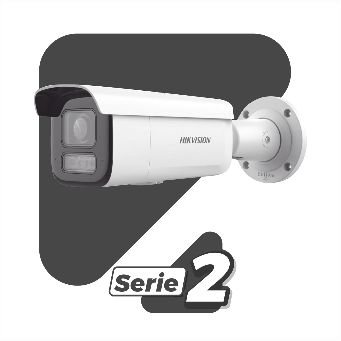 [Dual Light + 2 Micrófonos Integrados] Bala IP 2 Megapixel / Lente Mot. 2.8 a 12 mm / 60 mts Luz Blanca + 60 mts IR / ACUSENSE / Exterior IP67 / IK10 / WDR 120 dB / PoE+  / Alarmas I/O / Micro SD / Metal / IK10 / ACUSEEK