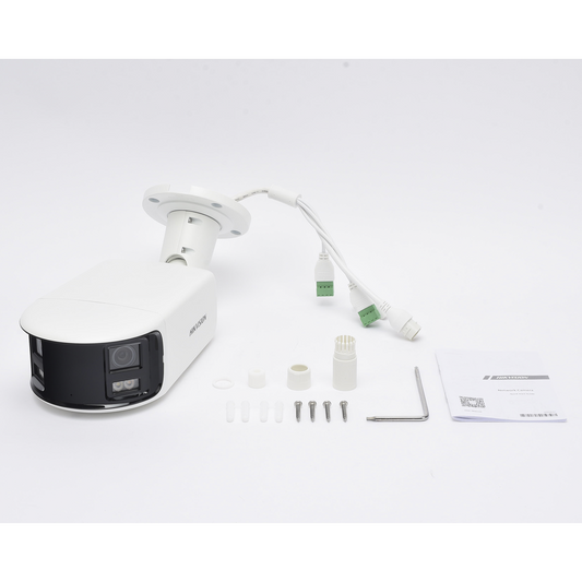 [FlexVu] [PROTECCIÓN ACTIVA] Bala IP Panorámica 4 Megapixel / 2 Lentes 2.8 mm (180°) / Imagen a Color 24/7 (ColorVu) / PoE / WDR 130° / IP67 / ACUSENSE / Luz Estroboscópica y Alarma Audible / 40 mts Luz Blanca / Micro SD