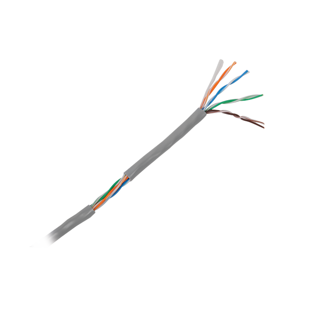 Bobina de Cable de 305 Metros (1000 Pies) Cat5e, Aleación de Cobre y Aluminio (CCA), Color Gris, Uso Interior