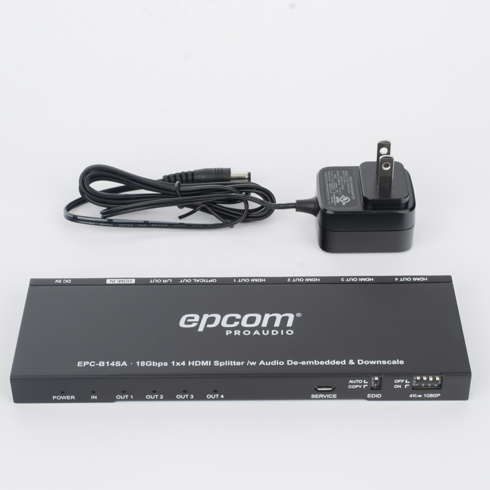 Splitter HDMI 1x4 | 1 Entrada a 4 salidas (Simultaneas) | 4K@60Hz | Extractor de Audio | Down Scaler | HDR  4:4:4 | EDID | 18Gbps