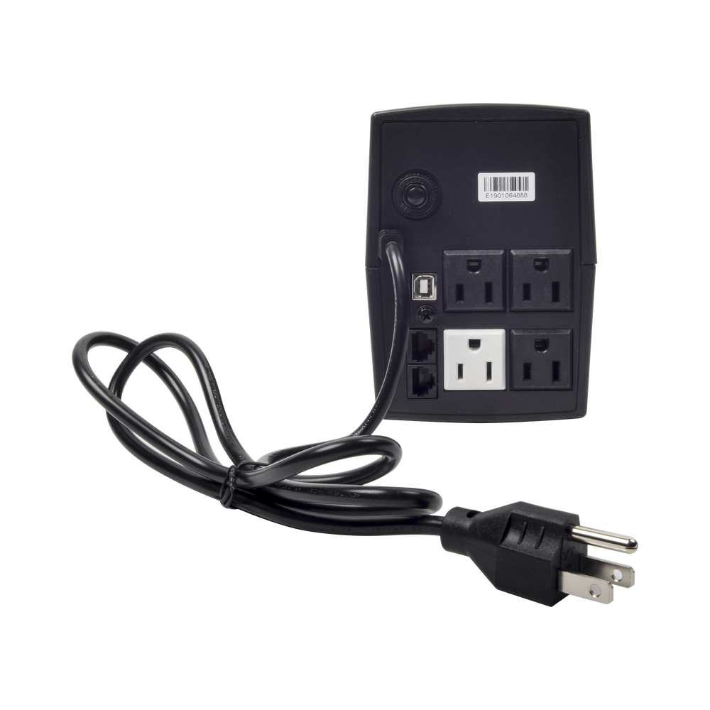 UPS de 600VA/360W / Topología Línea Interactiva / Entrada y Salida 120 Vca / Clavija NEMA 5-15P / 4 Tomas NEMA 5-15R/ Sin Protector RJ11 ni RJ45