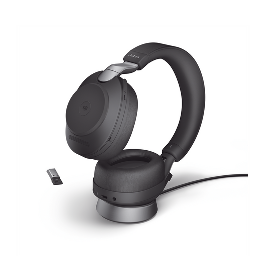 Jabra Evolve2 85, Auricular stereo versión MS con cancelación de ruido activa, dongle USB-A indicador de ocupado (Busylight)(28599-999-999)