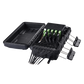 Caja de Distribución de Fibra Óptica para 24 Empalmes, con 16 acopladores SC/APC simplex, Exterior IP65, Color Negro