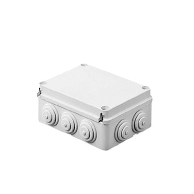 Caja Estanca de PVC Para Derivación y Conexión, 10 Entradas, Tapa Atornillada, 150x110x70 mm (Área interna), Uso Exterior IP55, Material que no Propaga el Fuego y Libre de Hálogenos