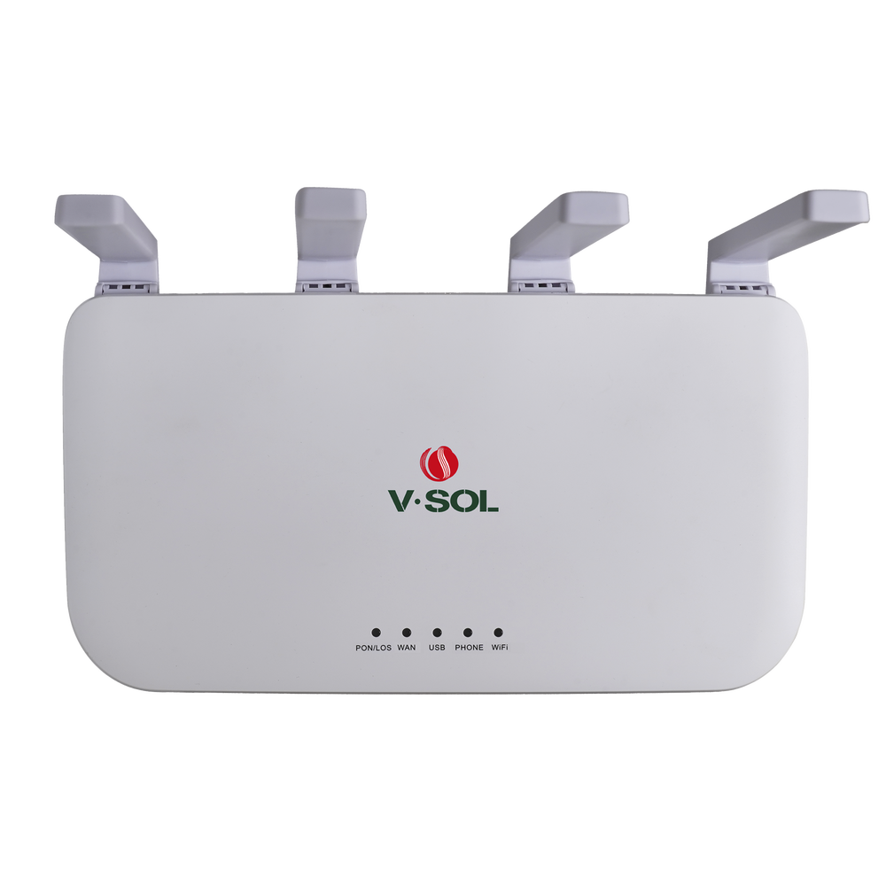 ONU XGSPON / Wi-Fi 6 / 1 Puerto RJ45 2.5 Gbps / 3 Puertos RJ45 1 Gbps / 1 FXS / 1 Puerto USB /