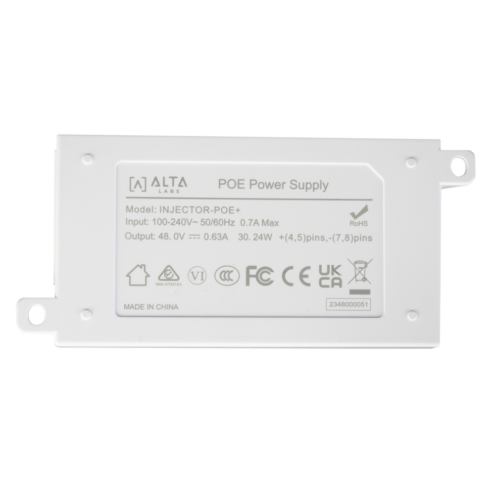 Inyector POE 802.3 af/at (48V 0.6A) /  Para Puntos de Acceso Alta Labs ( O Cualquier Equipo con PoE+) / 2 Puertos 10/100/1000 Mbps / Incluye cable AC