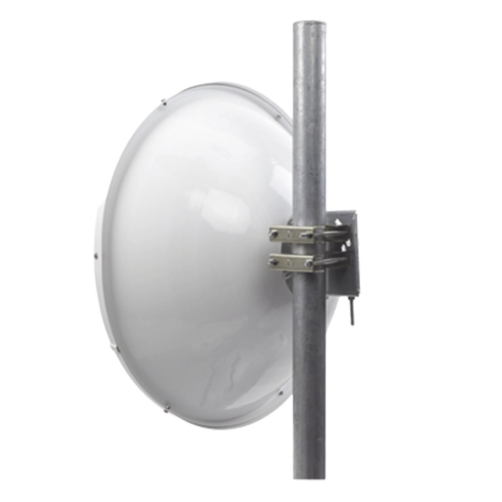 Antena Direccional de Alto Rendimiento/ Parábola profunda para mayor aislamiento al ruido / 29 dBi / 4.9 - 6.4 GHz / Conector de guía de onda para radios B5x y C5x / Fácil Montaje y Soporte de acero inoxidable / Radomo Incluido
