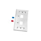 Placa de Pared de 2 Puertos, Keystone, con Espacio para Etiqueta, Color Blanco