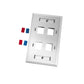 Placa de Pared de 4 Puertos, Keystone, con Espacio para Etiqueta, Color Blanco