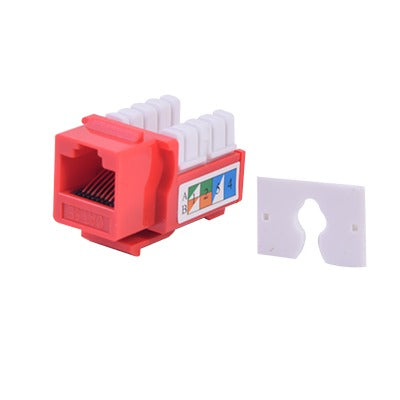 Módulo Jack Keystone Cat5e con Terminación 110 (Punchdown) para Faceplate - Color Rojo