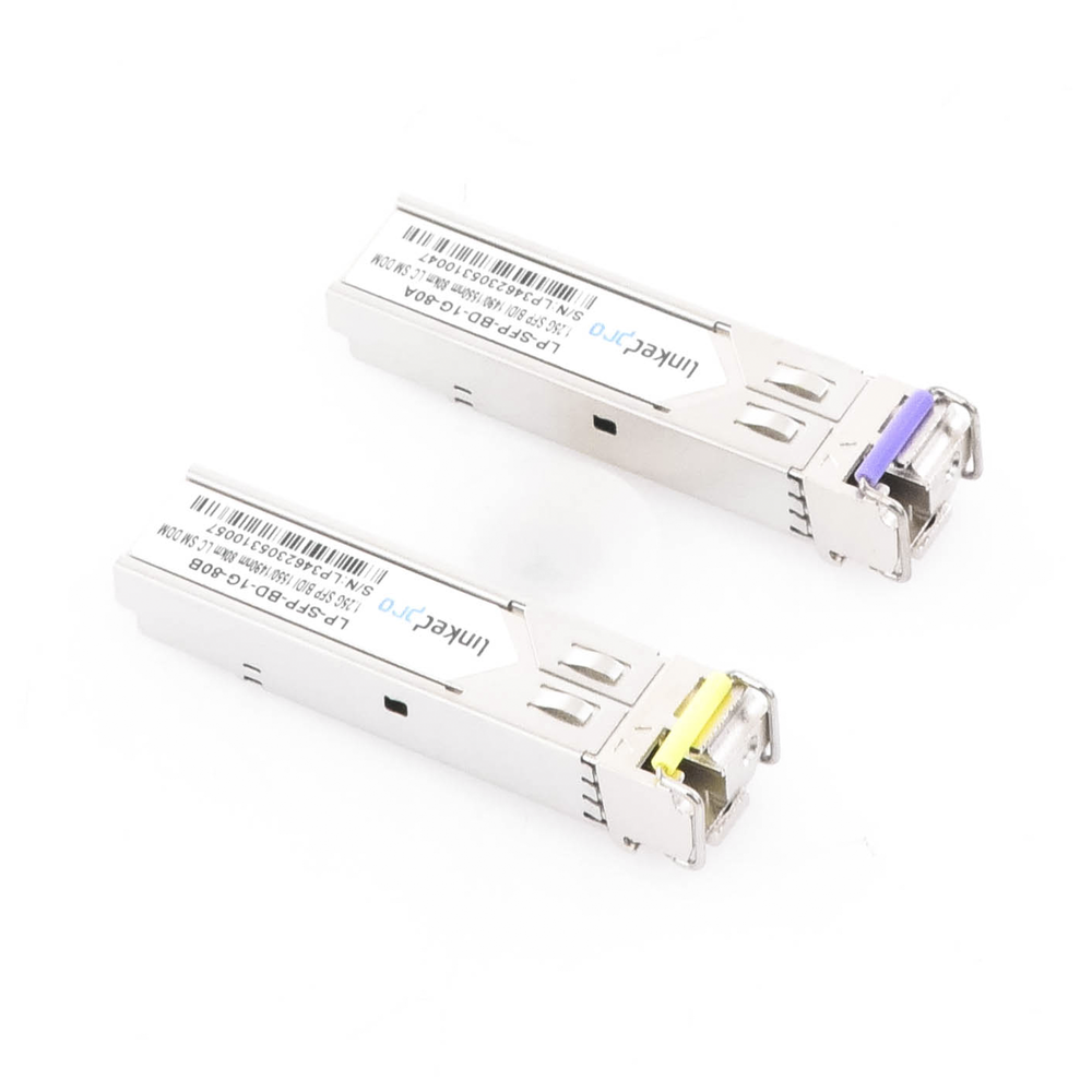 Transceptores Ópticos Bidireccionales SFP (Mini-Gbic) / Monomodo 1490 & 1550 nm / 1.25 Gbps / 1000BASE-BX / Conector LC/UPC Simplex / DDM / Hasta 80 km / 2 Piezas