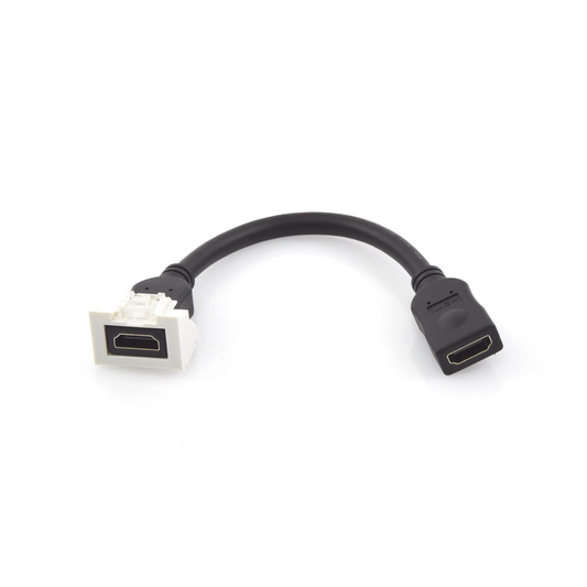 Adaptador HDMI con Pigtail Hembra-Hembra, Para Vídeo 720, 1080p, 4K UHD Compatible con Faceplates MAX Siemon de 2 Salidas, Color Blanco