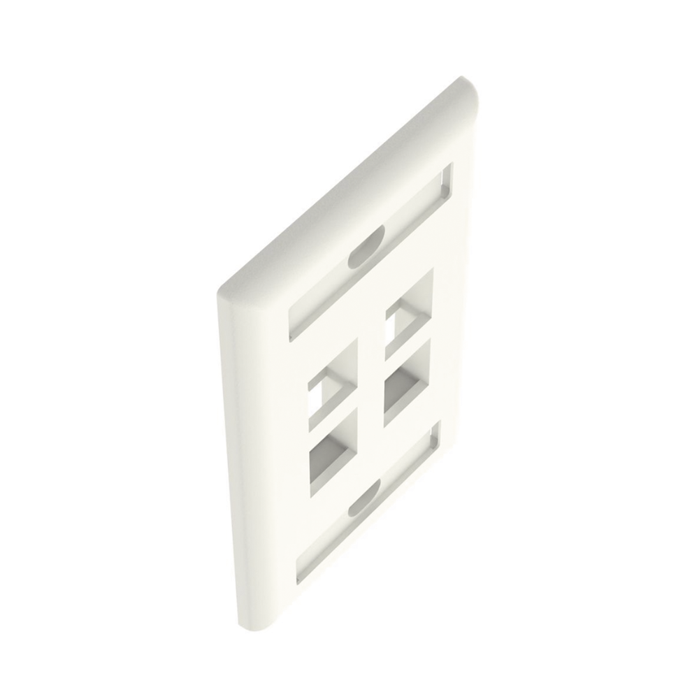 Placa de Pared Vertical, Salida Para 4 Puertos Keystone, Con Espacios Para Etiquetas, Color Blanco Mate