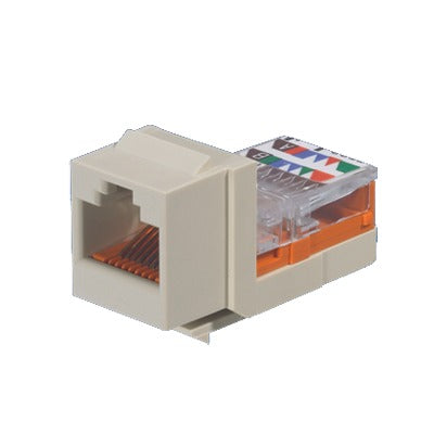 Conector Jack Estilo Leadframe, Tipo Keystone, Categoría 5e, de 8 Posiciones y 8 Cables, Color Blanco Mate