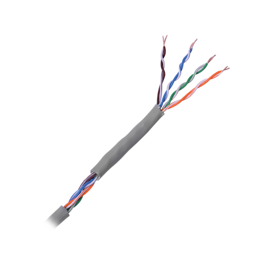 Cable Cat5e de Alto Rendimiento, con Certificaciones ETL, UL, Color Gris, de 100 Metros (328 Pies) para Aplicaciones en CCTV, Redes de Datos. Uso Interior.
