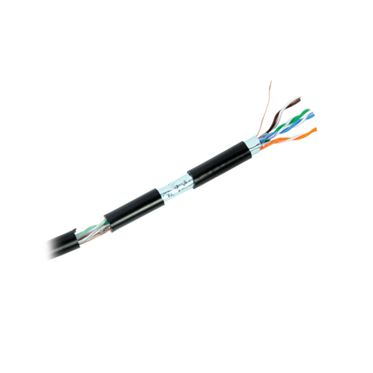 Bobina de Cable de 305 Metros (1000 Pies) Cat6+ Calibre 23 Exterior Blindado Tipo FTP para Climas Extremos, UL, Color Negro